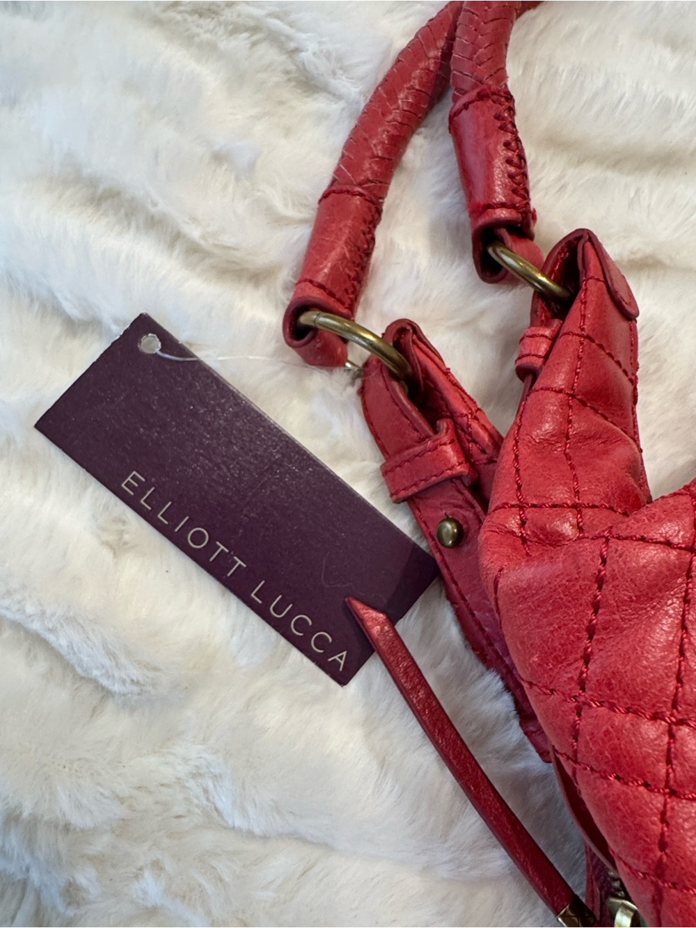 Quilted Red Studded Shoulder Bag - Picture 3 of 16